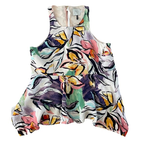 Anthropologie HD in Paris Lucille Peplum Floral Artsy Blouse Size 6 Art to‎ Wear - Picture 2 of 9